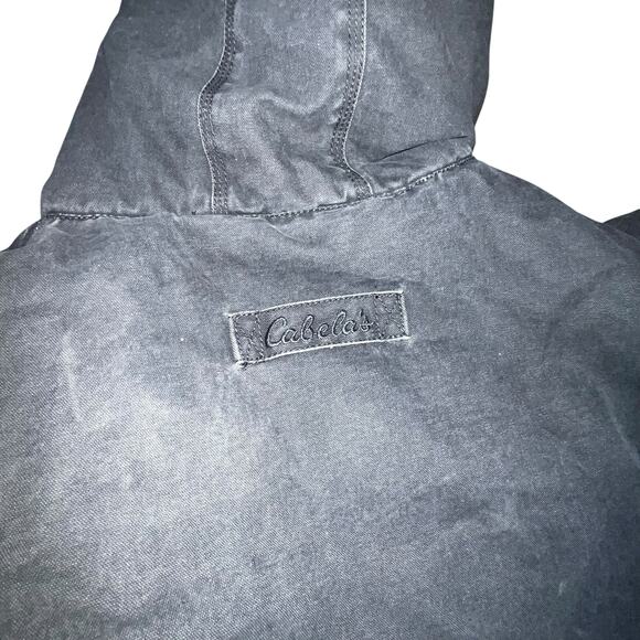 Vintage Cabelas Men faded black Insulated Canvas Chore Work Coat Hooded size  XL - Picture 4 of 10